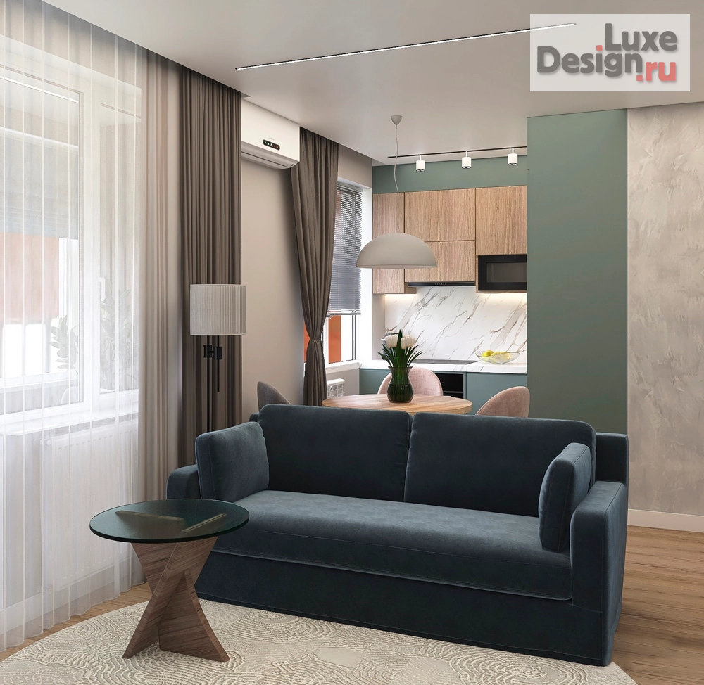 Дизайн интерьера однокомнатной квартиры "Дизайн кухни-гостиной" (фото 3)