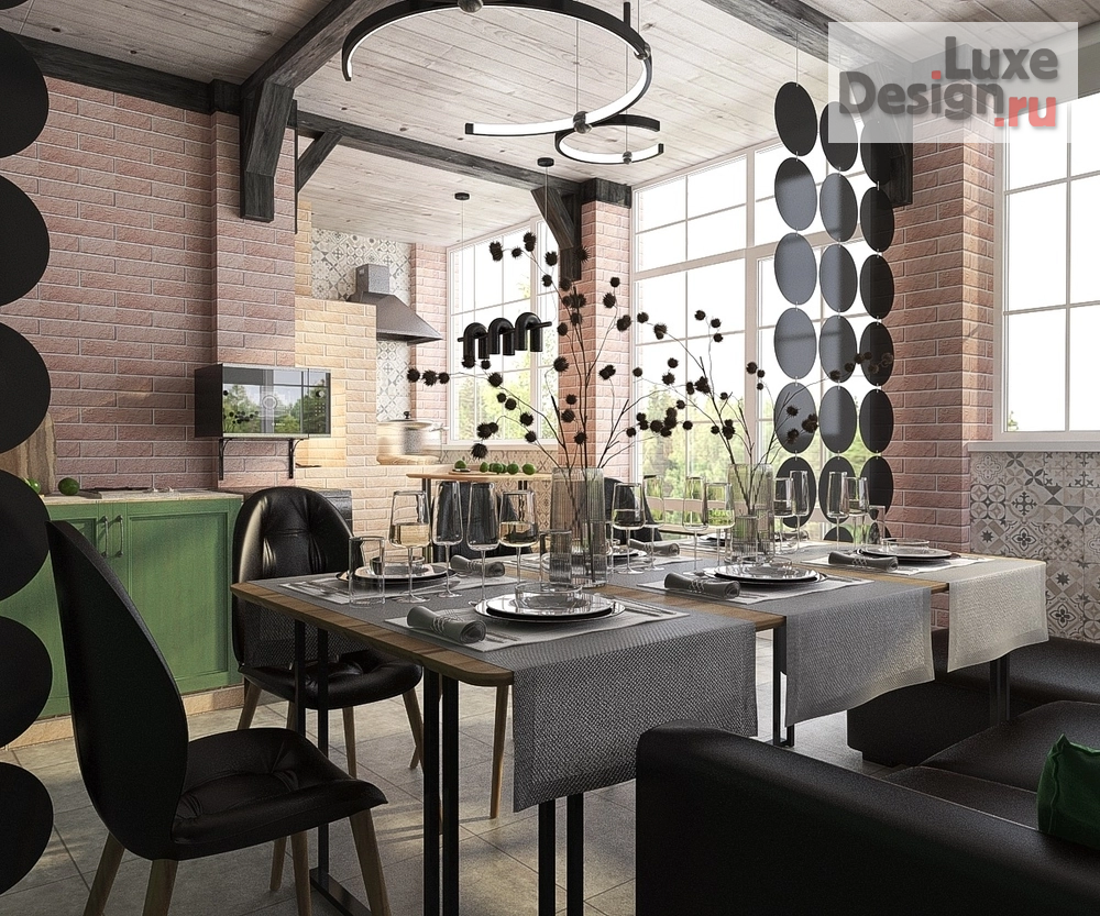 Дизайн интерьера загородного дома "Закрытая мангальная в загородном доме" (фото 1)