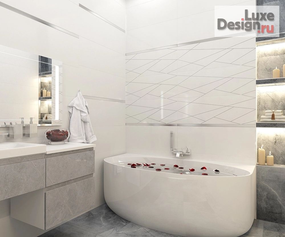 дизайн интерьера санузла "Санузел в современном стиле в 4-х комнатной квартире" (фото 2)