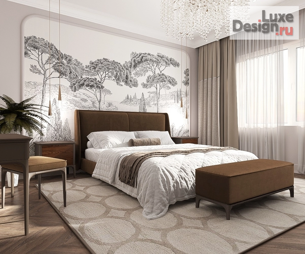 Дизайн интерьера частного дома "Спальня с оригинальными фресками" (фото 2)