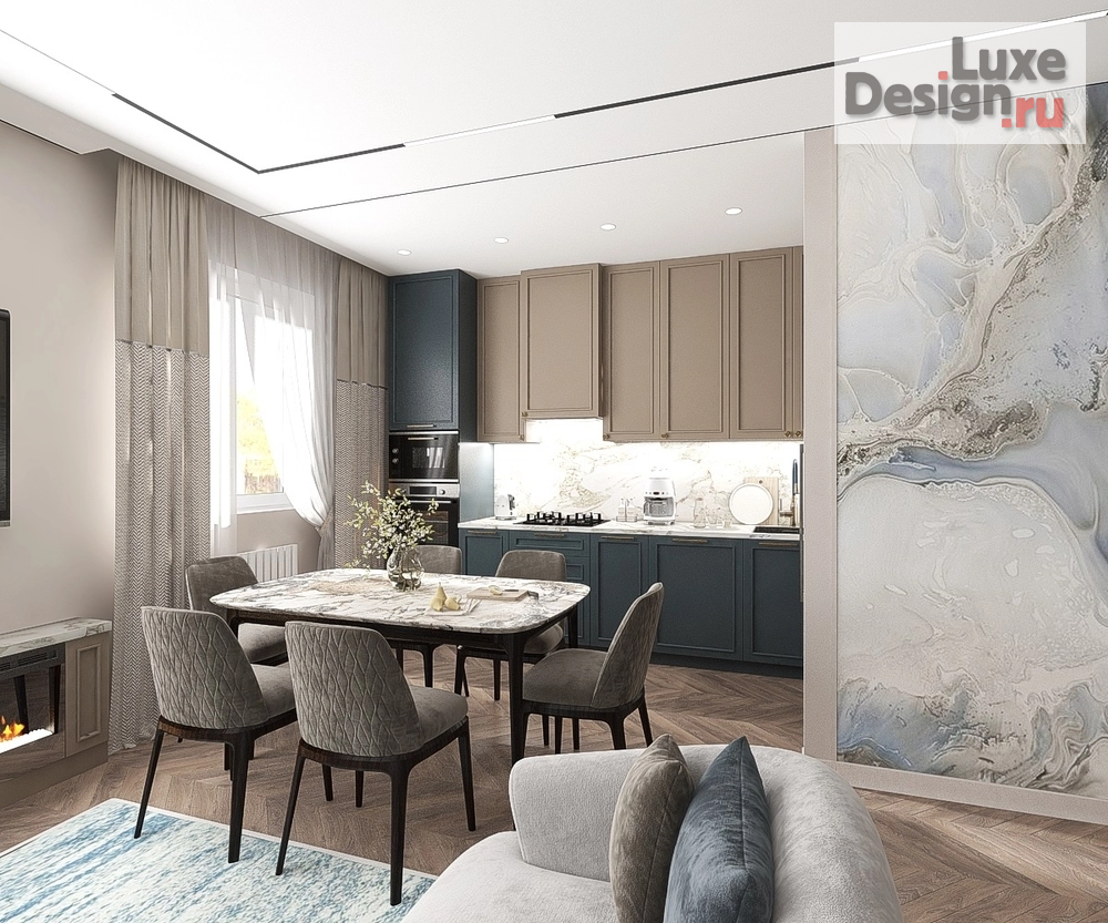 Дизайн интерьера частного дома "Кухня-гостиная для молодой семьи в современном стиле" (фото 3)