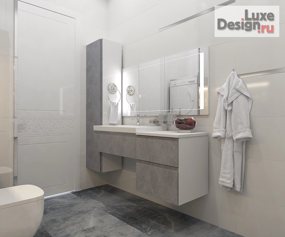 дизайн интерьера санузла "Санузел в современном стиле в 4-х комнатной квартире" (фото 3)