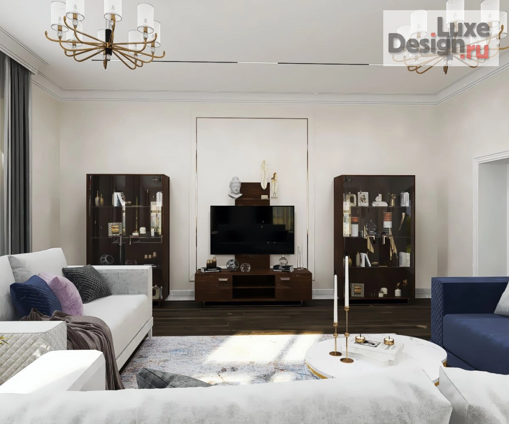 Дизайн интерьера гостиной "Дизайн-проект большой гостиной в стиле "минимализм"" (фото 3)