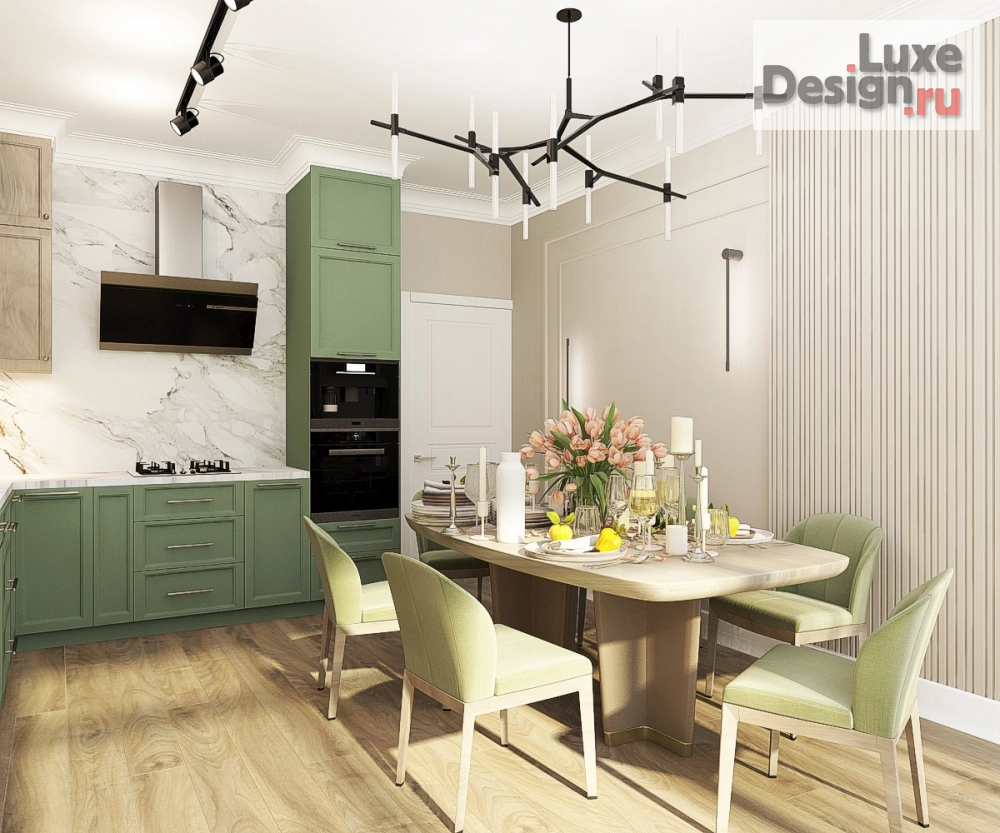 Дизайн интерьера кухни "Кухня-столовая в природных красках в частном доме" (фото 3)