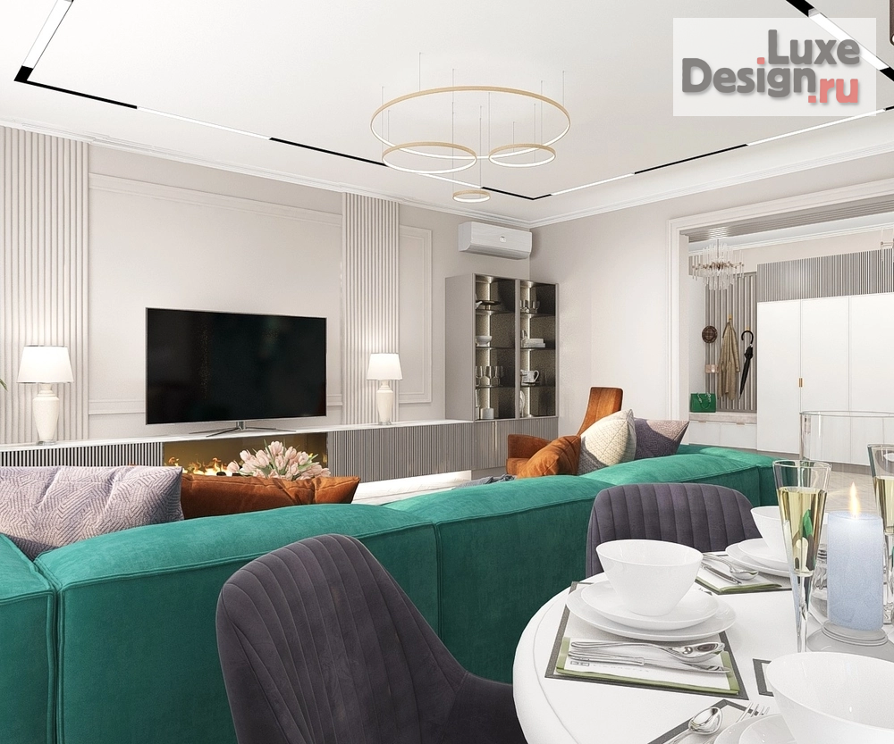 Дизайн интерьера гостиной "Дизайн-проект кухни-гостиной площадью 59 кв.м" (фото 3)
