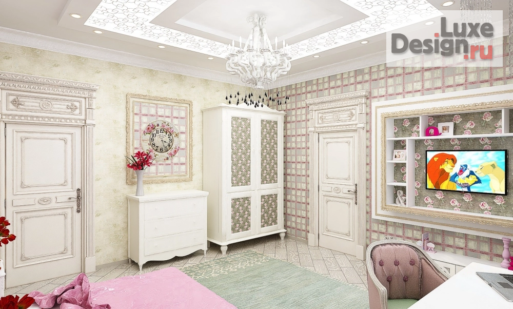 Дизайн интерьера детской "Комната для девочки в розовых оттенках" (фото 3)