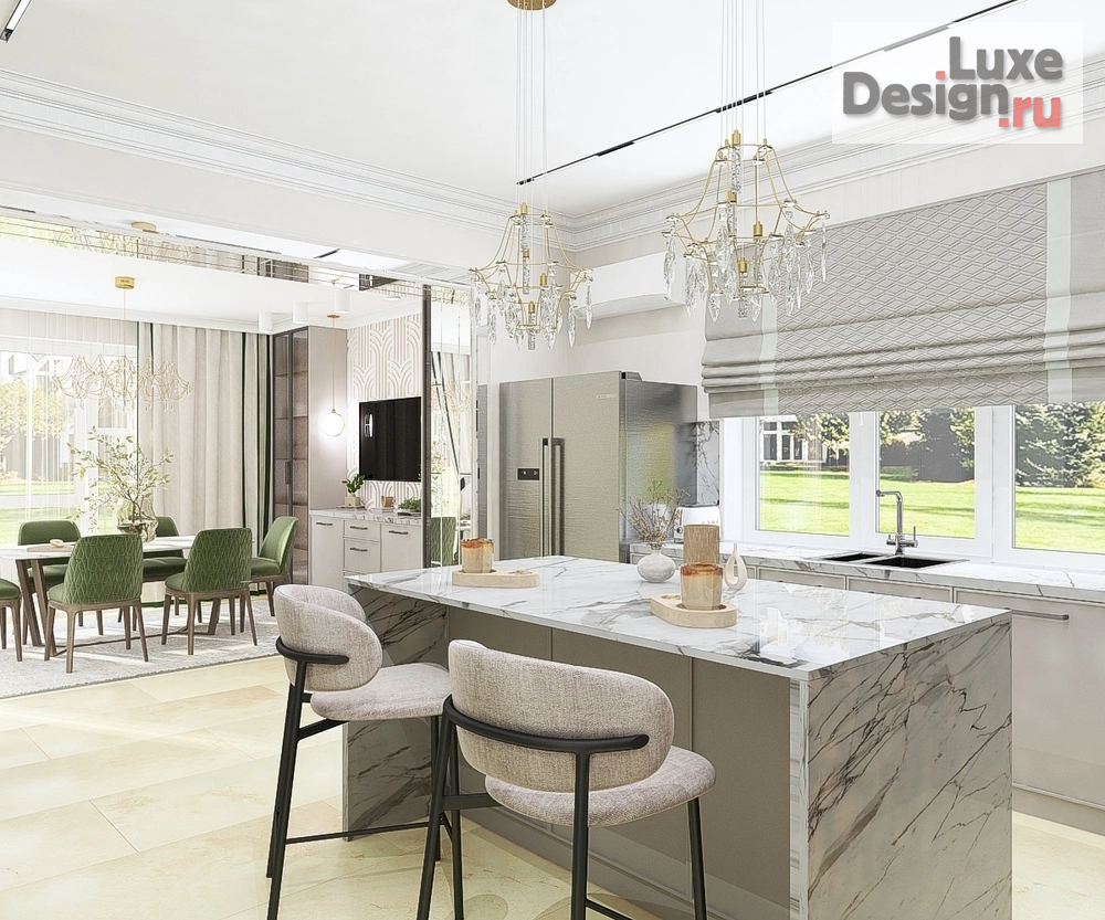 Дизайн интерьера частного дома "Кухня в природных красках" (фото 4)