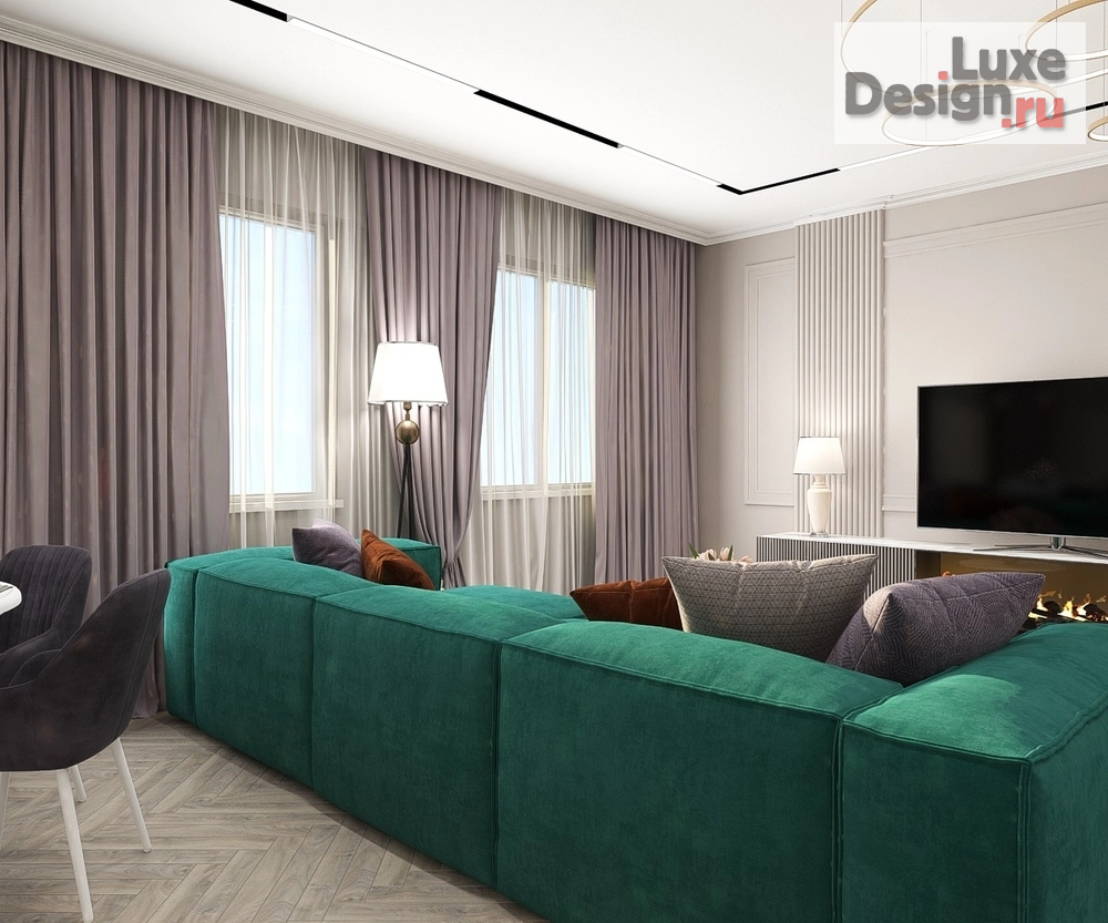 Дизайн интерьера гостиной "Дизайн-проект кухни-гостиной площадью 59 кв.м" (фото 4)