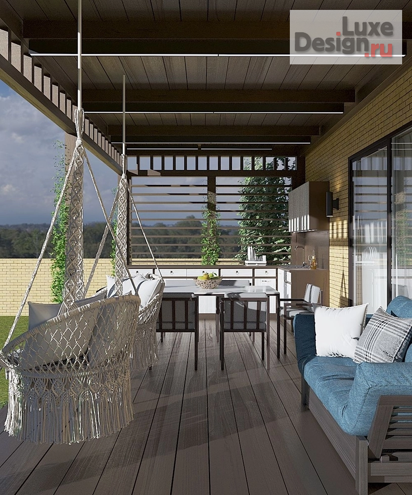 Дизайн интерьера частного дома "Открытая летняя терраса в загородном доме" (фото 4)