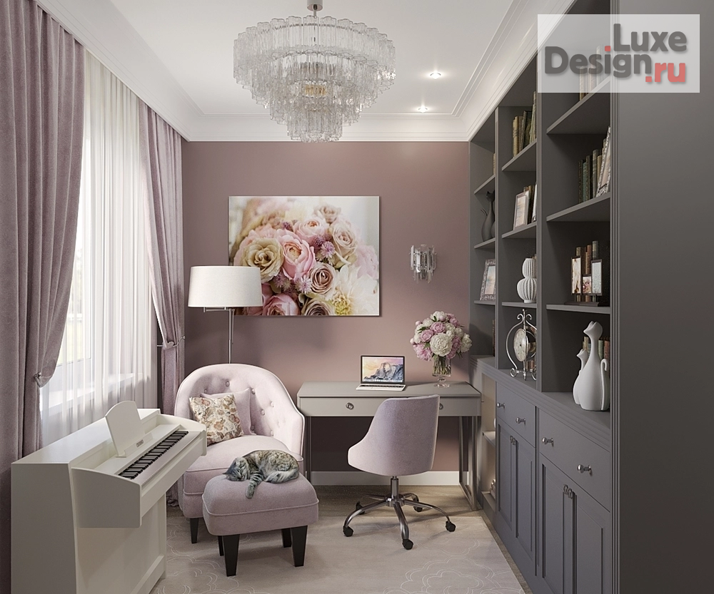Дизайн интерьера кабинета "Женский кабинет в частном домовладении" (фото 1)
