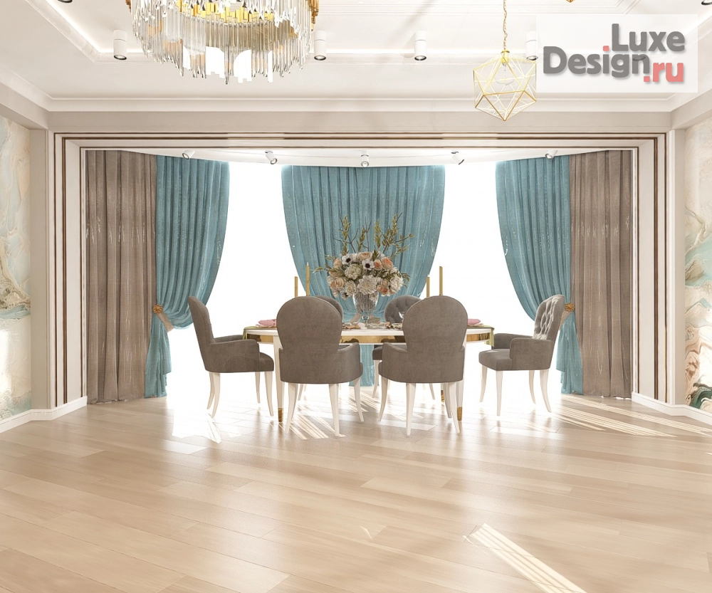 Дизайн интерьера гостиной "Дизайн-проект просторной кухни-гостиной в многокомнатной квартире" (фото 7)