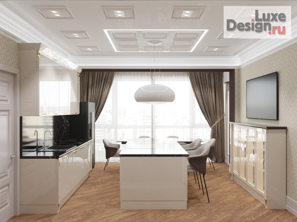 Дизайн интерьера трехкомнатной квартиры "Итальянская кухня Scavolini сама говорит за статус заказчика" (фото 1)