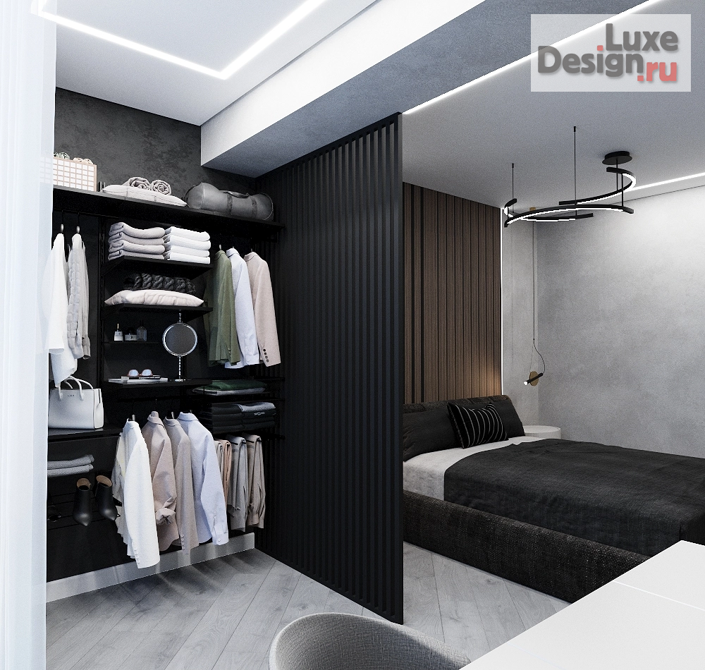 Дизайн интерьера трехкомнатной квартиры "Дизайн интерьера спальни в тёмных тонах" (фото 5)