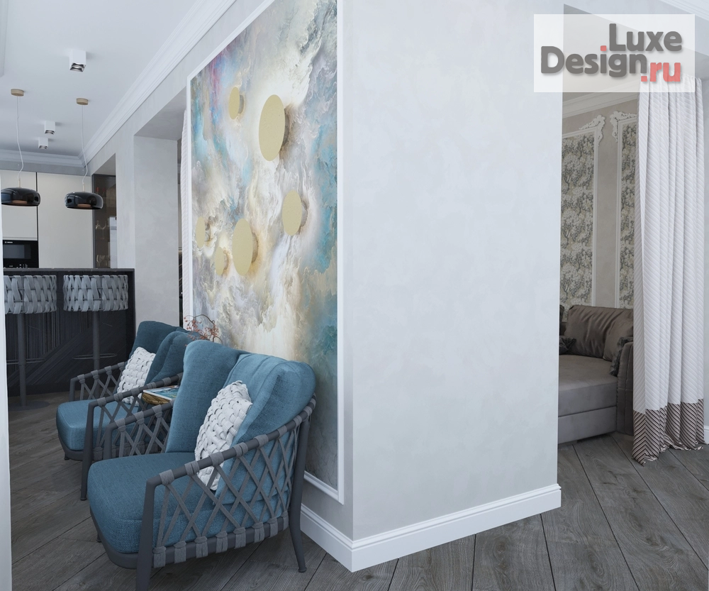 Дизайн интерьера трехкомнатной квартиры "Кухня-гостиная с видом на горы КМВ" (фото 9)