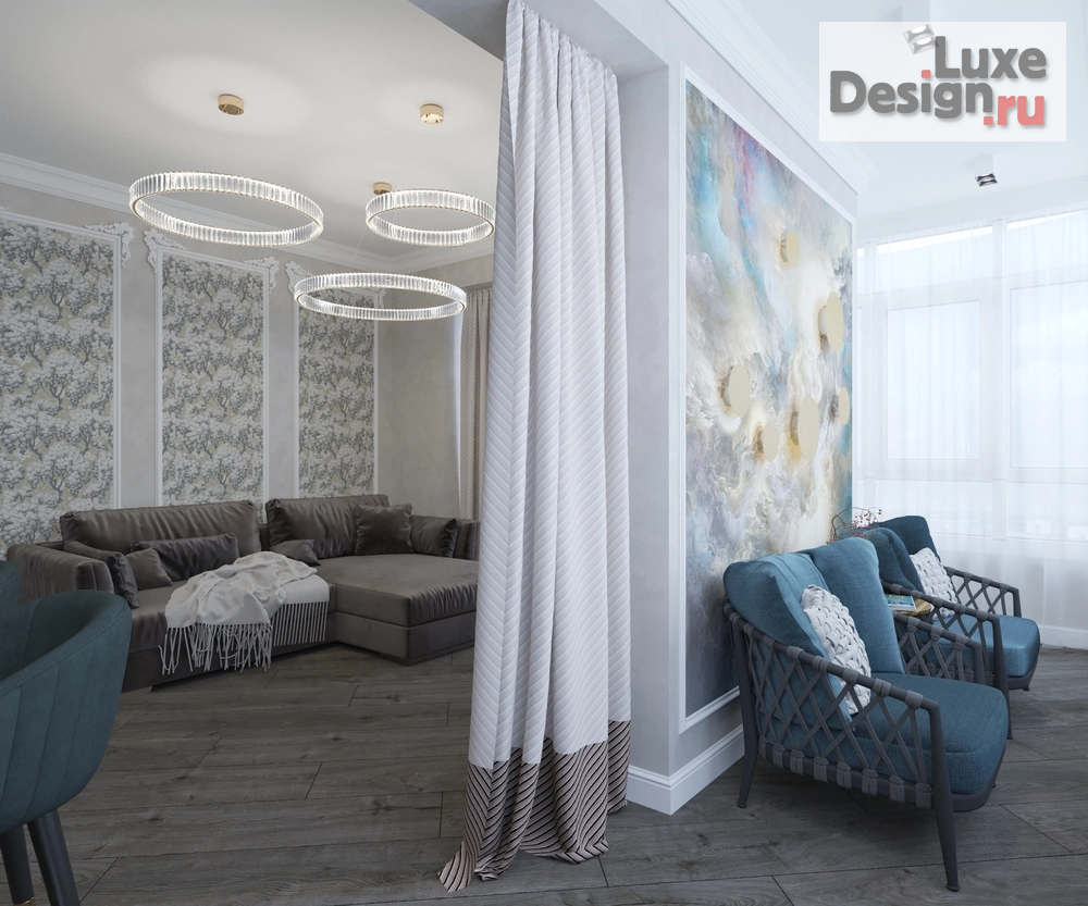 Дизайн интерьера трехкомнатной квартиры "Кухня-гостиная с видом на горы КМВ" (фото 11)