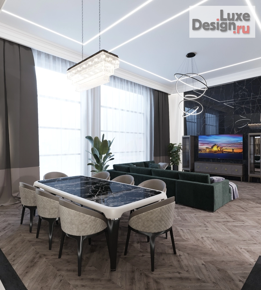 Дизайн интерьера частного дома "Дизайн гостиной комнаты со вторым светом" (фото 6)