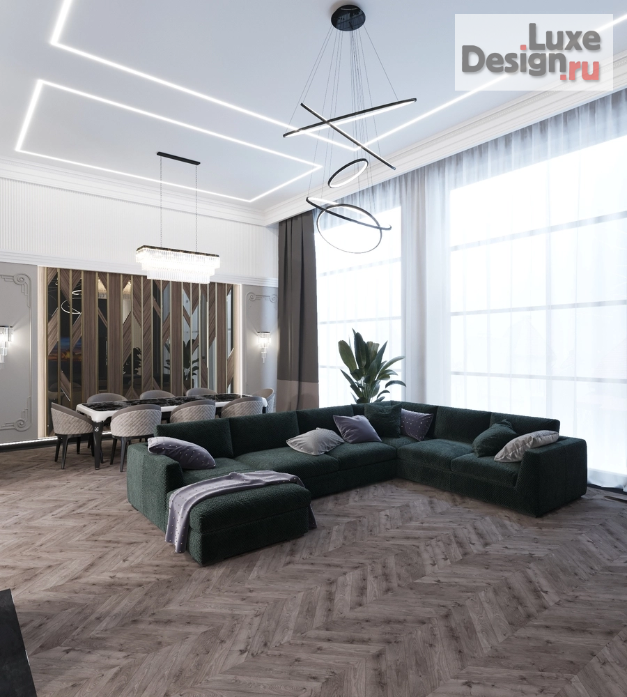 Дизайн интерьера частного дома "Дизайн гостиной комнаты со вторым светом" (фото 7)