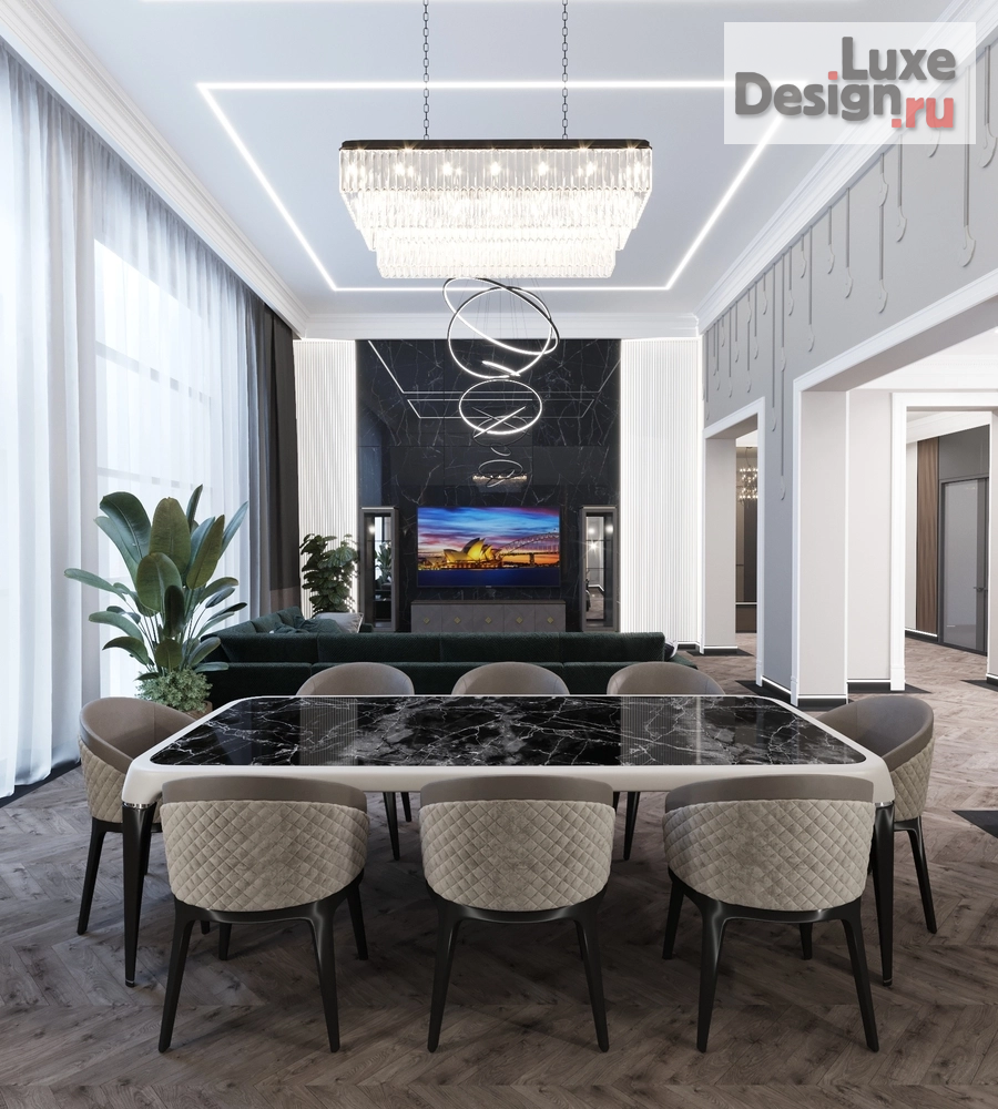 Дизайн интерьера частного дома "Дизайн гостиной комнаты со вторым светом" (фото 8)