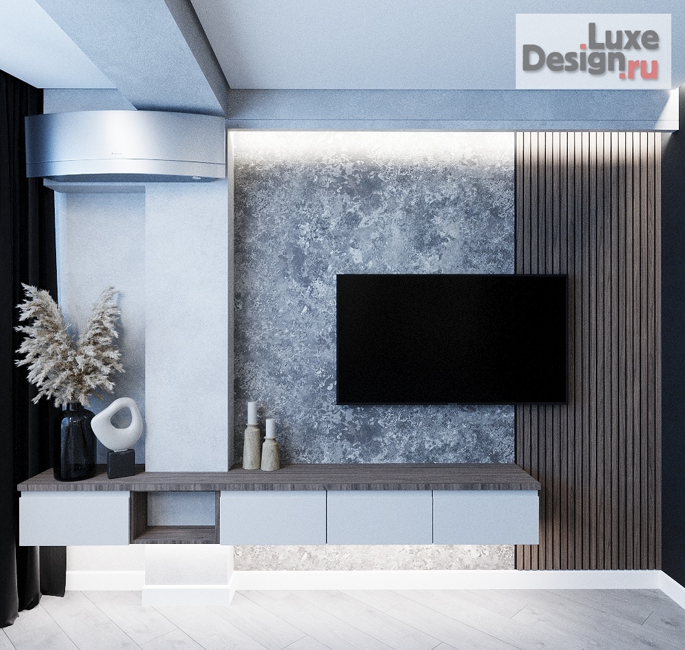 Дизайн интерьера трехкомнатной квартиры "Дизайн интерьера кухни-гостиной в тёмных тонах" (фото 2)