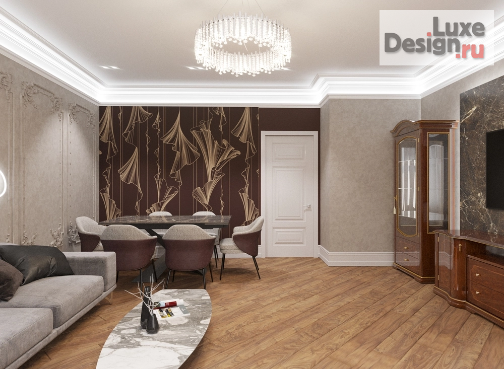 Дизайн интерьера трехкомнатной квартиры "Современное прочтение классики" (фото 3)