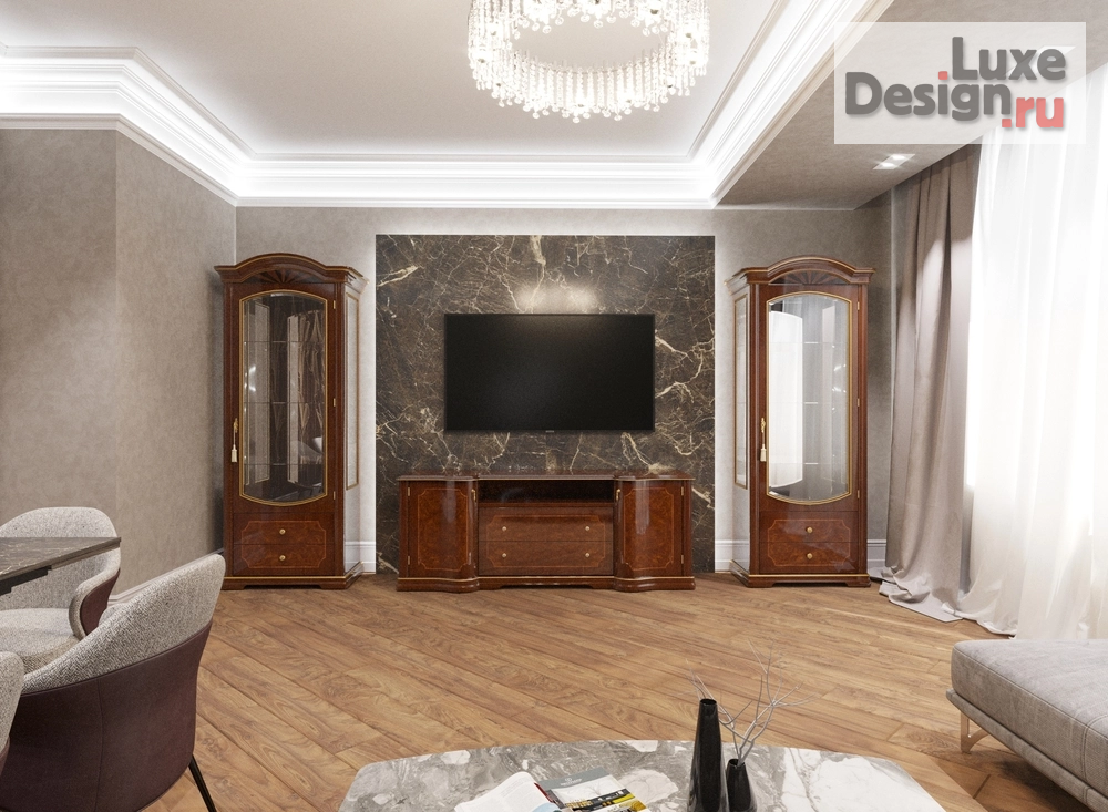 Дизайн интерьера трехкомнатной квартиры "Современное прочтение классики" (фото 4)