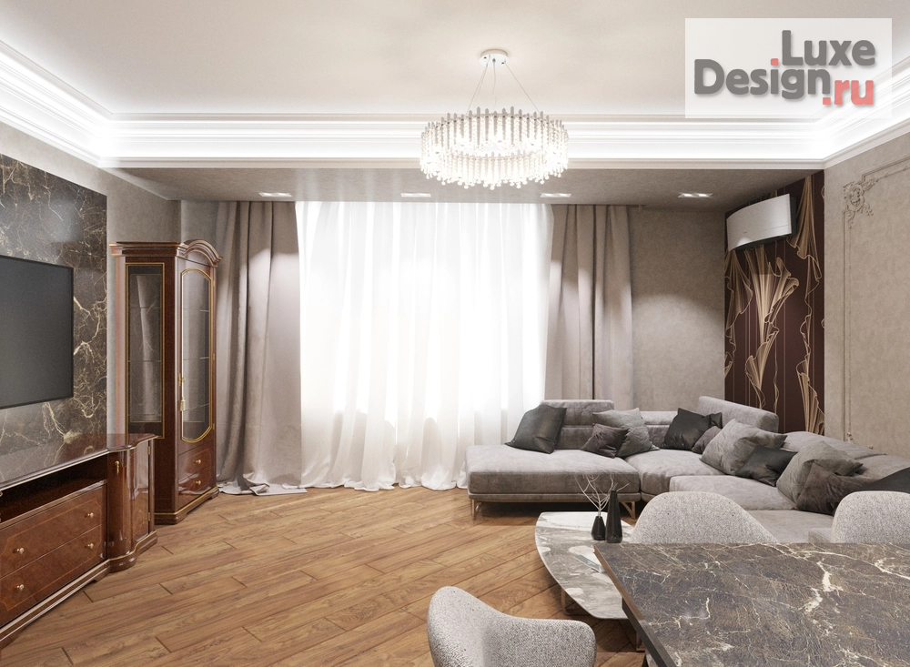Дизайн интерьера трехкомнатной квартиры "Современное прочтение классики" (фото 2)
