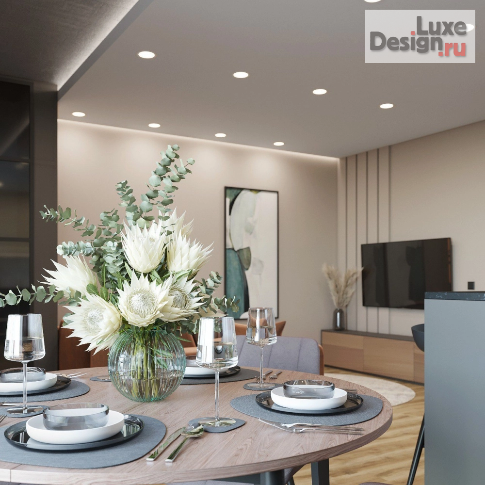 Дизайн интерьера трехкомнатной квартиры "Дизайн кухни-гостиной" (фото 1)