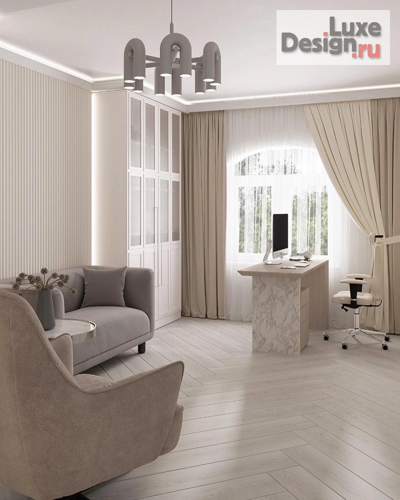 Дизайн интерьера кабинета "Библиотека в частном доме" (фото 3)