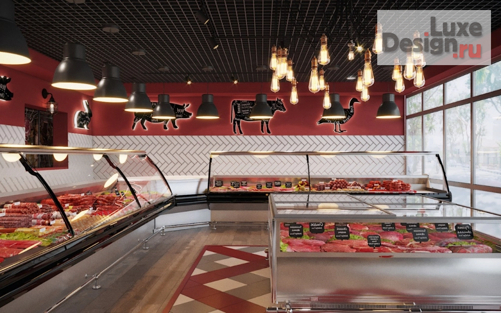 Дизайн интерьера супермаркета "Мясной гастроном г.Ставрополь" (фото 1)