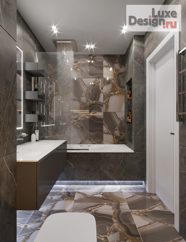 Дизайн интерьера четырехкомнатной квартиры "Ванна  "Агат" Москва" (фото 1)