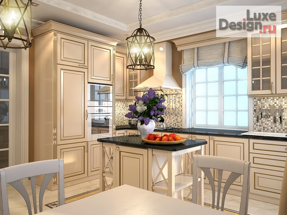 Дизайн интерьера загородного дома "Кухня-гостинная" (фото 4)