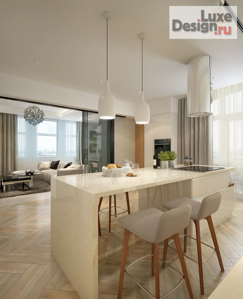 Дизайн интерьера трехкомнатной квартиры "Квартира минимализм- кухня - гостинная" (фото 9)