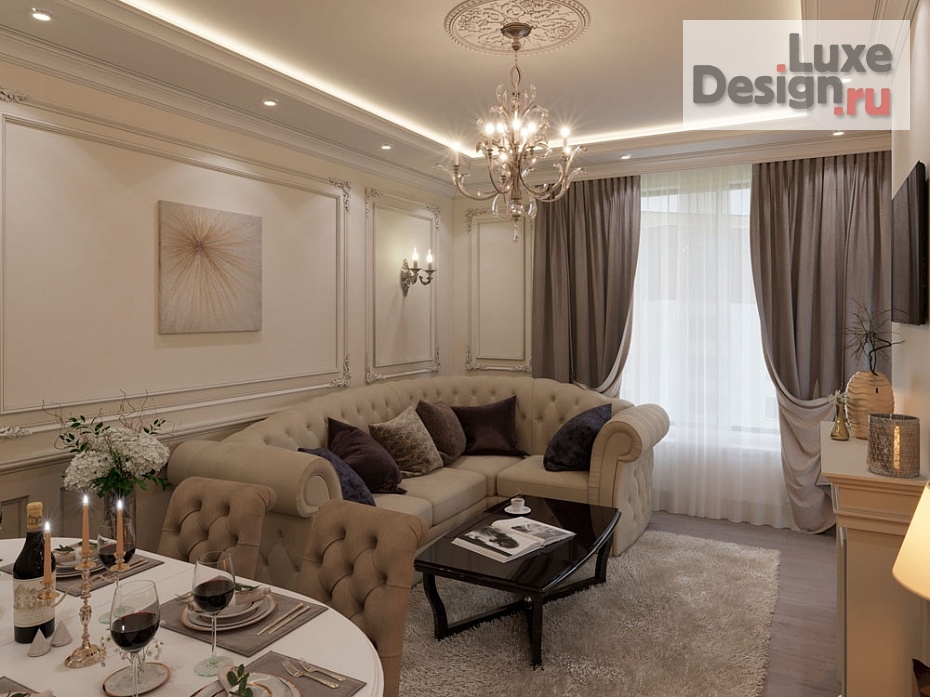 Дизайн интерьера четырехкомнатной квартиры "Проект квартиры в жк "crona" в стиле классика 87м2" (фото 9)