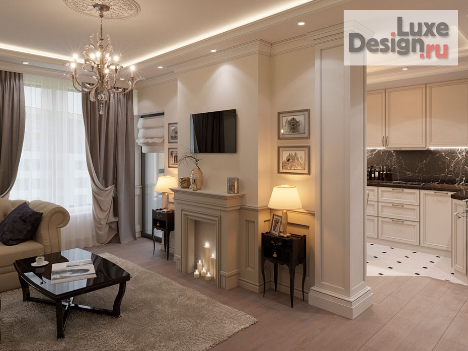 Дизайн интерьера четырехкомнатной квартиры "Проект квартиры в жк "crona" в стиле классика 87м2" (фото 4)