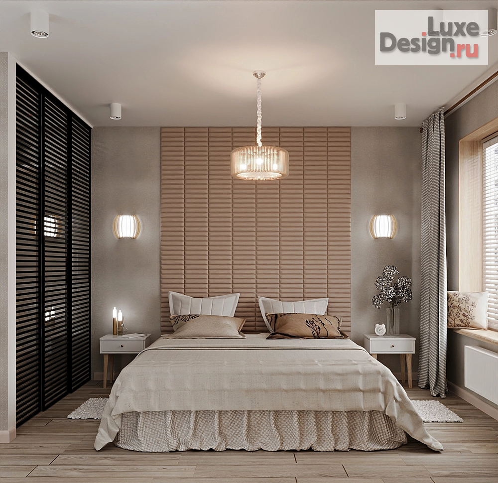 Дизайн интерьера однокомнатной квартиры "Спальня из проекта "Ретро Лайт"" (фото 1)