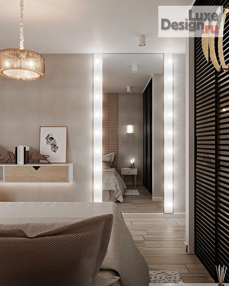Дизайн интерьера однокомнатной квартиры "Спальня из проекта "Ретро Лайт"" (фото 2)