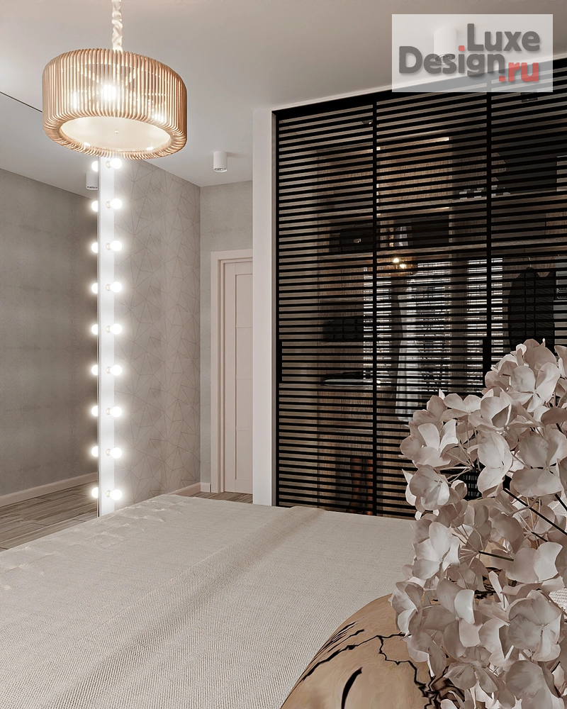 Дизайн интерьера однокомнатной квартиры "Спальня из проекта "Ретро Лайт"" (фото 3)