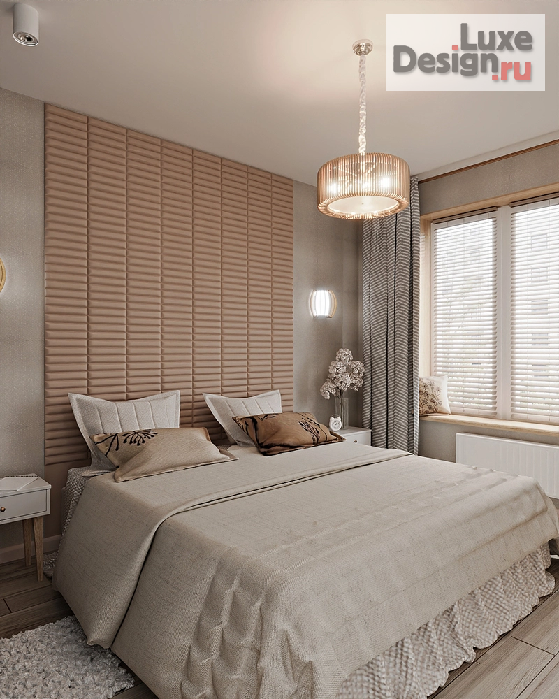 Дизайн интерьера однокомнатной квартиры "Спальня из проекта "Ретро Лайт"" (фото 4)