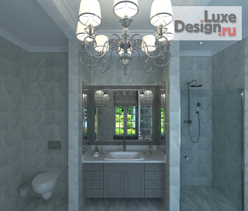 Дизайн интерьера ванной "Ванная комната в частном доме с большими окнами" (фото 2)