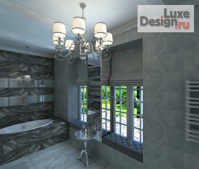 Дизайн интерьера ванной "Ванная комната в частном доме с большими окнами" (фото 4)