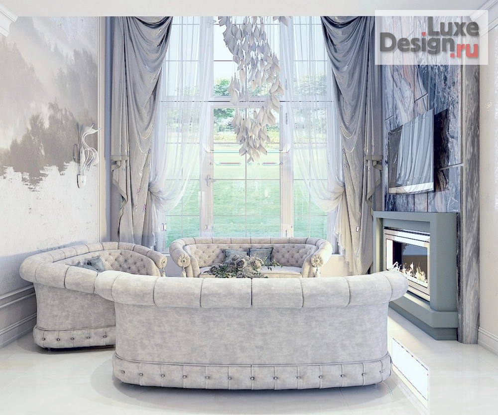 Дизайн интерьера гостиной "Зона тв в частном домовладении (г.Москва)" (фото 1)