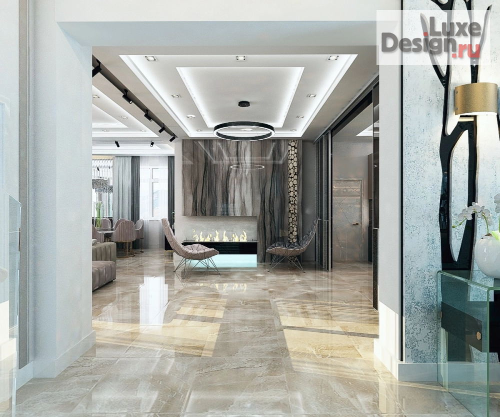 Дизайн интерьера гостиной "Дизайн каминной зоны в частном домовладении" (фото 2)