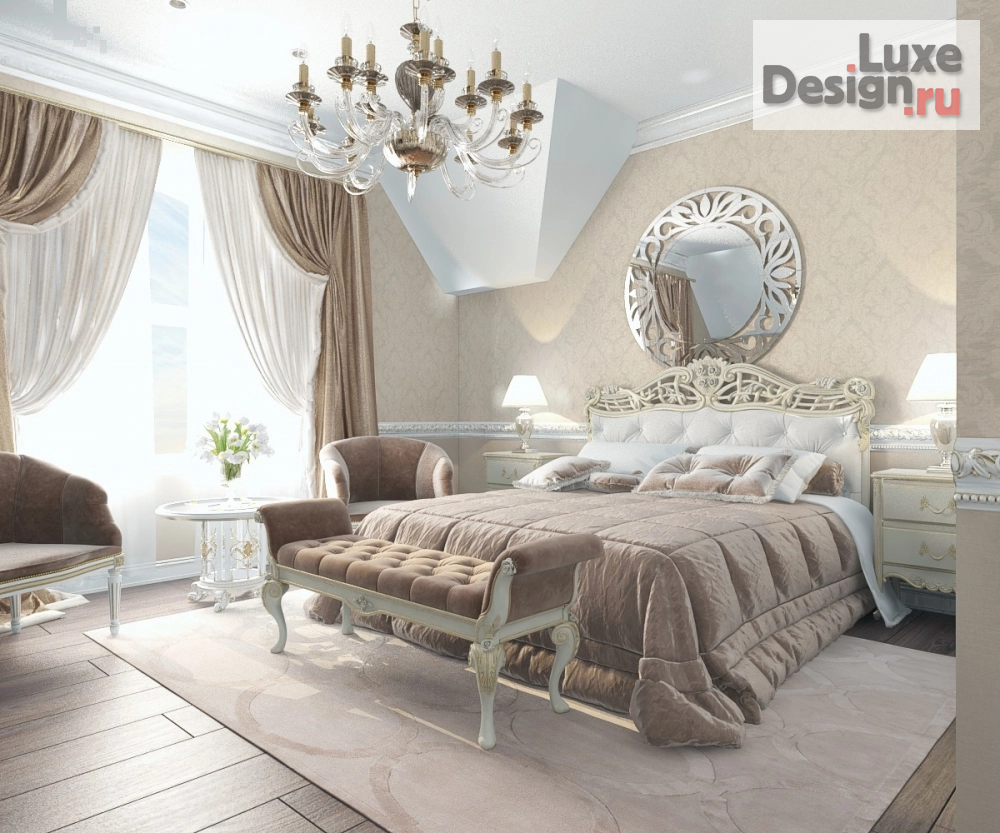 Дизайн интерьера спальни "Спальня на мансардном этаже" (фото 1)