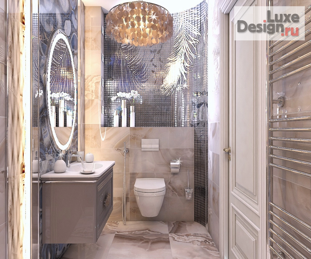 Дизайн интерьера ванной "Ванная комната в 3-комнатной квартире" (фото 1)