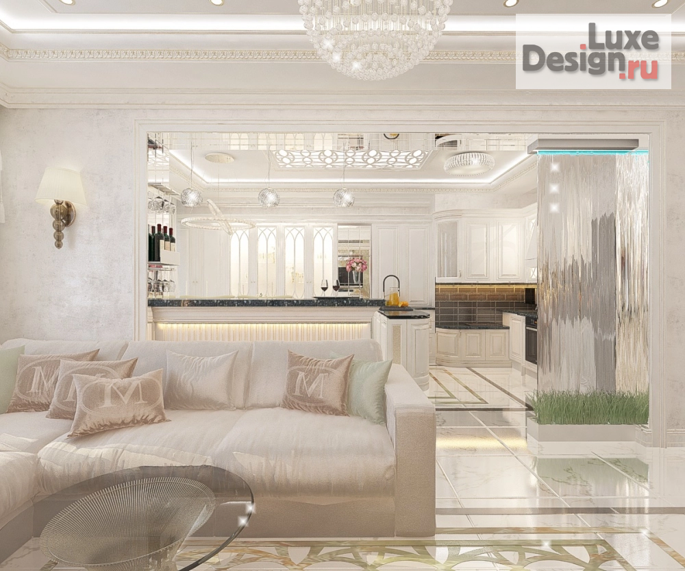 Дизайн интерьера четырехкомнатной квартиры "Кухня-гостиная в 4-комнатной квартире" (фото 2)