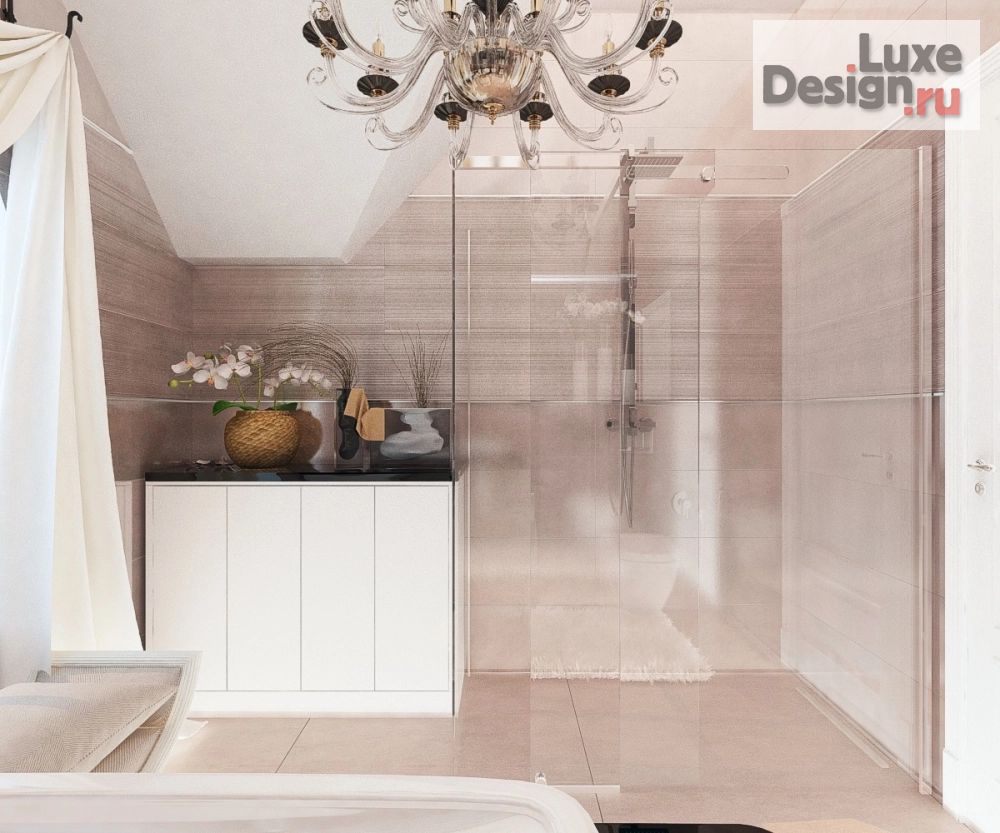 Дизайн интерьера ванной "Ванная комната на мансардном этаже в частном домовладении" (фото 2)