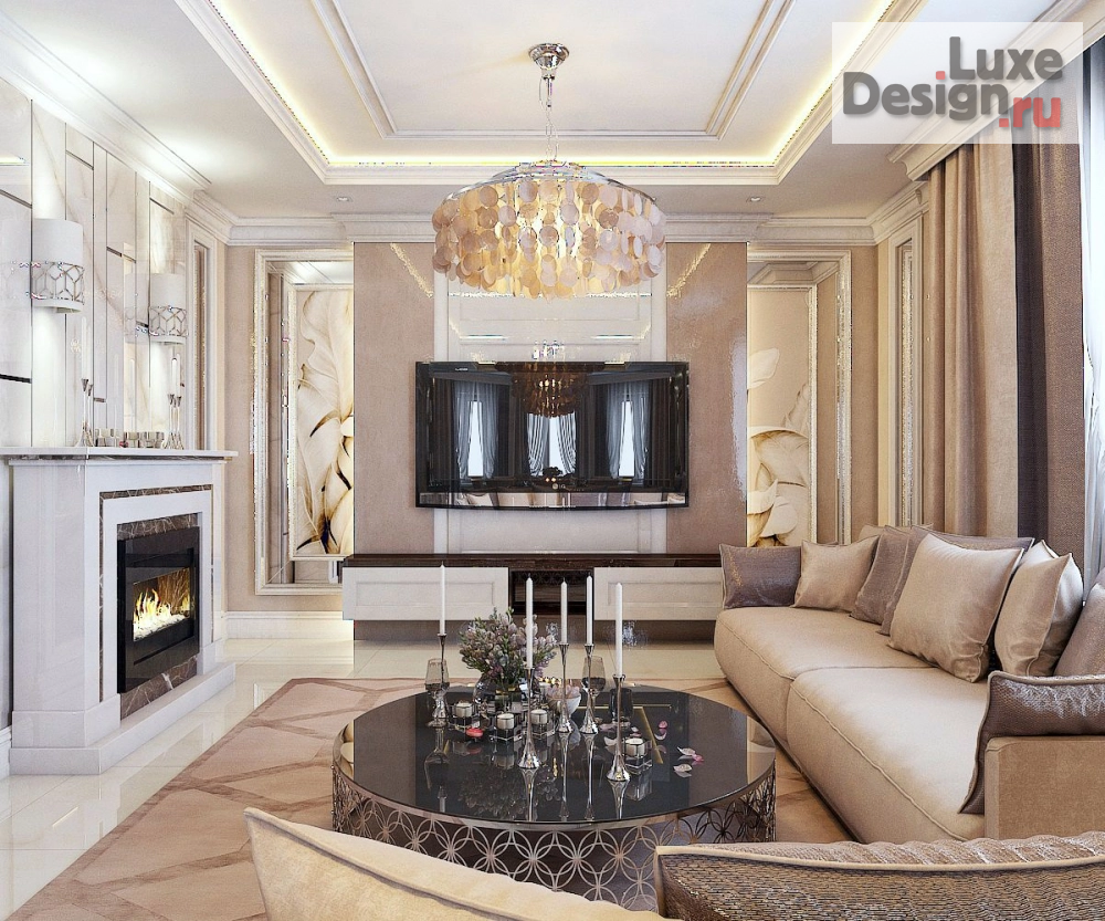 Дизайн интерьера гостиной "Зона тв в гостиной в частном домовладении  " (фото 2)