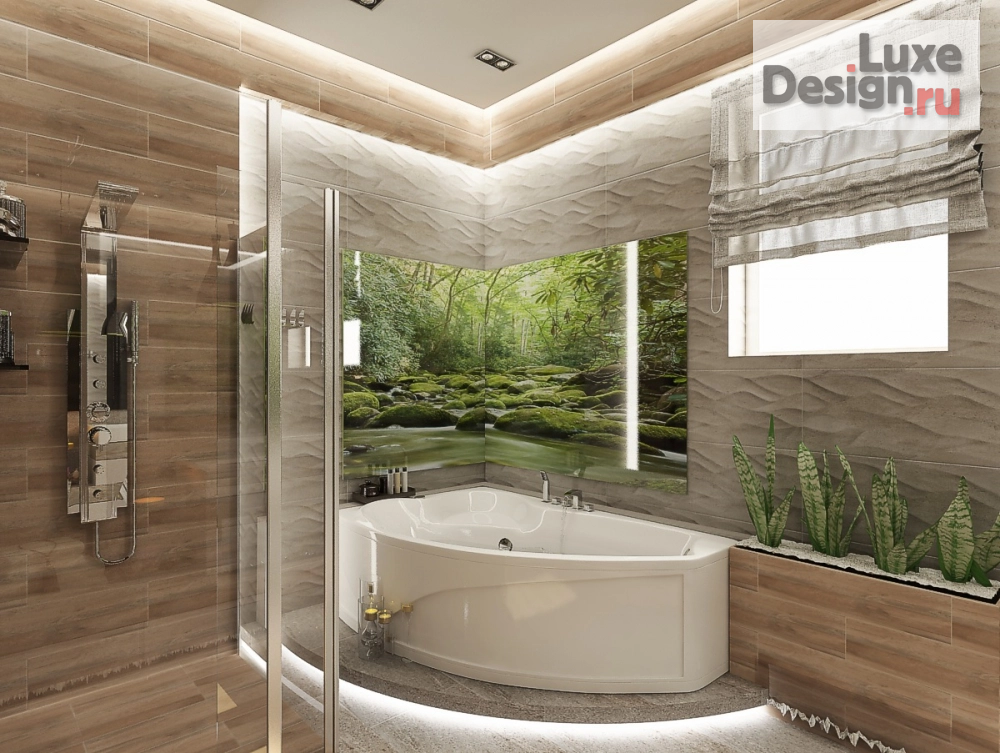 Дизайн интерьера ванной "Ванная комната в частном домовладении" (фото 2)