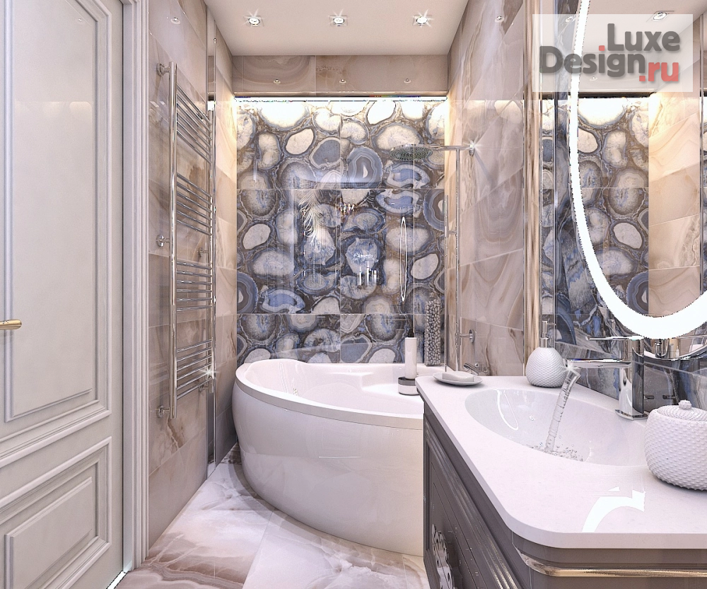 Дизайн интерьера ванной "Ванная комната в 3-комнатной квартире" (фото 2)