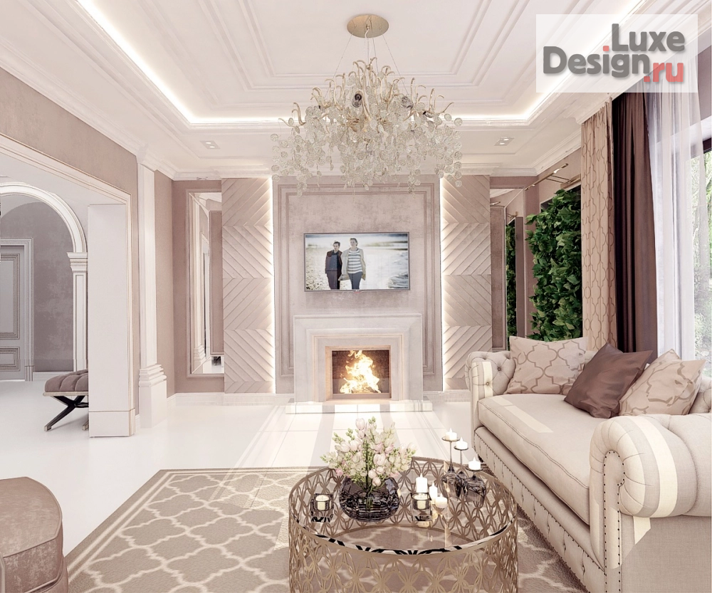 Дизайн интерьера гостиной "Гостиная в частном домовладении" (фото 2)